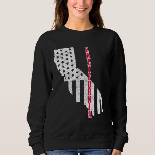 Sweatshirt Carte California American Flag Pride Patriotic 4th (Devant)