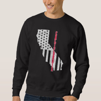 Sweatshirt Carte California American Flag Pride Patriotic 4th
