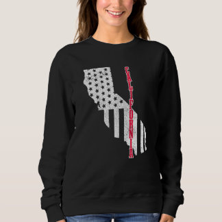 Sweatshirt Carte California American Flag Pride Patriotic 4th