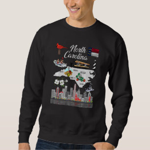 Sweatshirt Carte Colorée De La Caroline Du Nord Des Sites Et