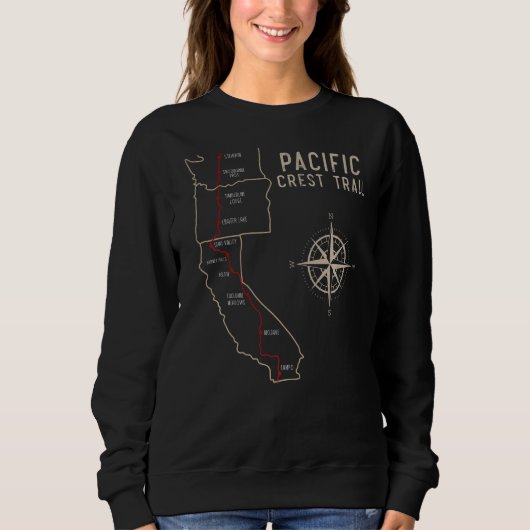 Sweatshirt Carte de la Randonnée du sentier Pct Pacific Crest (Devant)