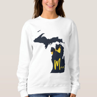 Sweatshirt Carte de l'état de l'Université du Michigan Bleu e