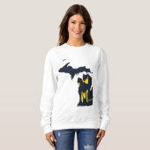 Sweatshirt Carte de l'état de l'Université du Michigan Bleu e (Devant entier)