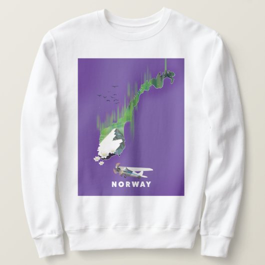 Sweatshirt Carte de Norvège affiche illustrée imprimée. (Design devant)