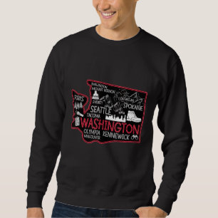 Sweatshirt Carte de Washington USA Kennewick Seattle Tacoma F
