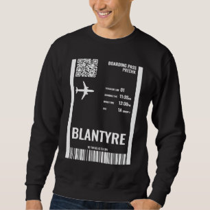 Sweatshirt Carte d'embarquement Blantyre Malawi Billet de com