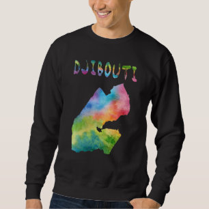 Sweatshirt Carte Djibouti isolée et colorée en couleur d'aqua