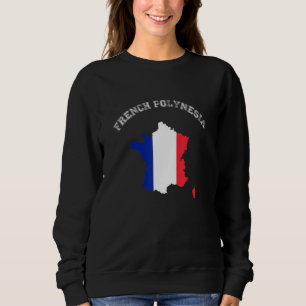 Sweatshirt Carte du drapeau vintage du pays de Polynésie fran