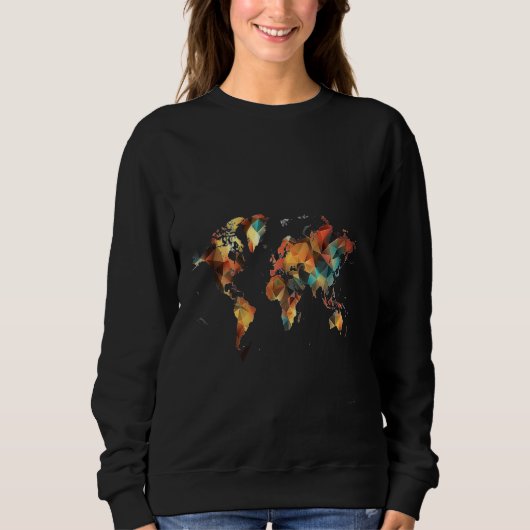 Sweatshirt Carte du monde cubiste (Devant)