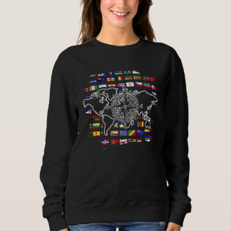 Sweatshirt Carte du monde Voyager International Pays Flags Wo