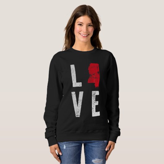 Sweatshirt Carte Love Mississippi Amérique Indépendance améri (Devant entier)