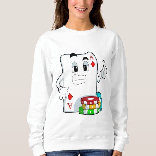 Sweatshirt Carte Poker avec jetons Poker (Devant)