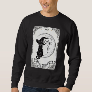 Sweatshirt Carte Tarot Lune Éffrayante sorcière Chat Noir Cre