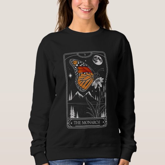 Sweatshirt Carte Tarot Monarque Papillon Fleur Lune Femmes Gi (Devant)