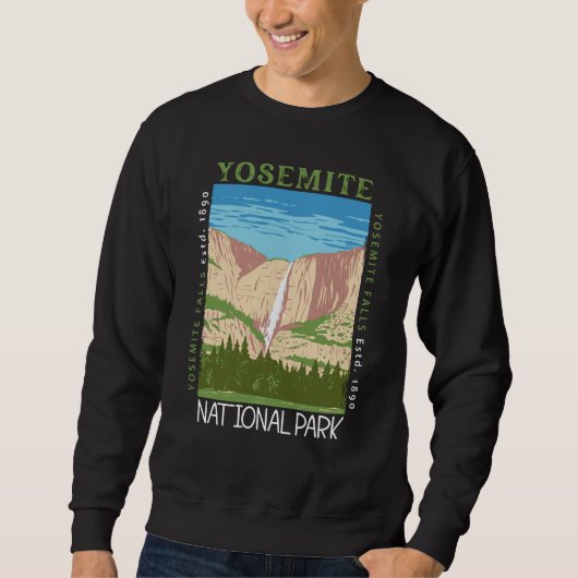 Sweatshirt Cascade du parc national Yosemite Retro perturbé (Devant)