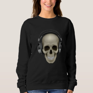 Sweatshirt Casque Dj Crâne Musique Deejay Party Tourne-disque
