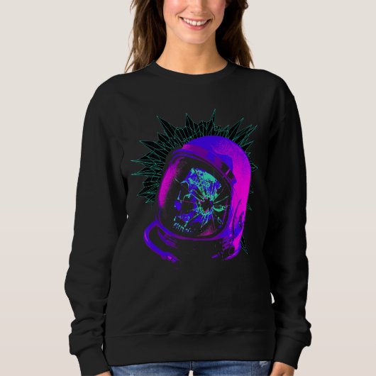 Sweatshirt Casque spatial de l'astronaute Vaporwave avec crân (Devant)