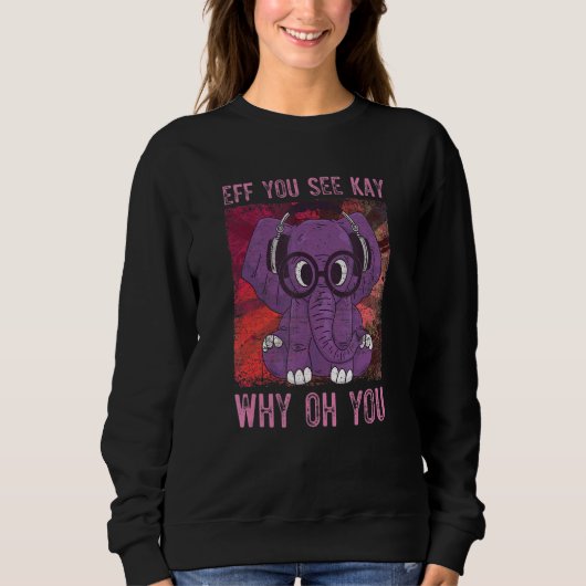Sweatshirt Casques Eléphants Et Lunettes Hipster (Devant)