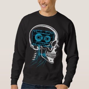 Sweatshirt Cassette audio néon bleu crâne Art d'onde sonore