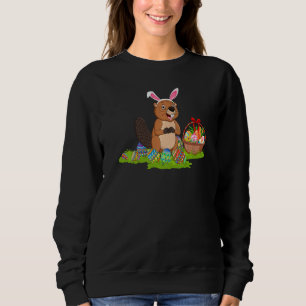 Sweatshirt Castor Chasse aux oeufs de Pâques Bunny Beaver Pâq