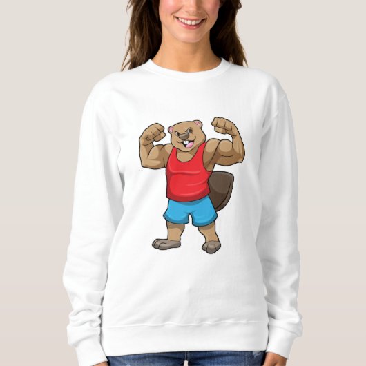Sweatshirt Castor en Bodybuilder avec gros bras (Devant)