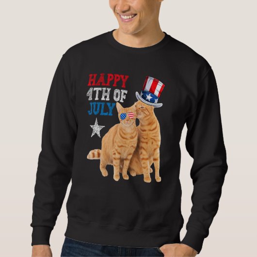 Sweatshirt Cat 4th of July USA Flag Family Matching Couples F (Devant)