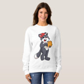 Sweatshirt Cat à base-ball avec ballon de baseball (Devant entier)