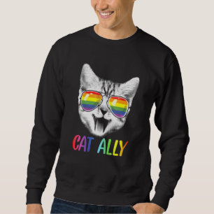 Sweatshirt Cat Ally Rainbow Lunettes de soleil Lgbt Gay pride