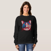 Sweatshirt Cat America Patriotic 4th July Independence Sungl (Devant entier)