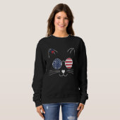 Sweatshirt Cat American Flag America USA 4th of July (Devant entier)