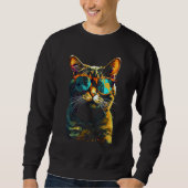 Sweatshirt Cat Artwork  Sunglasses Animal Cat (Devant)