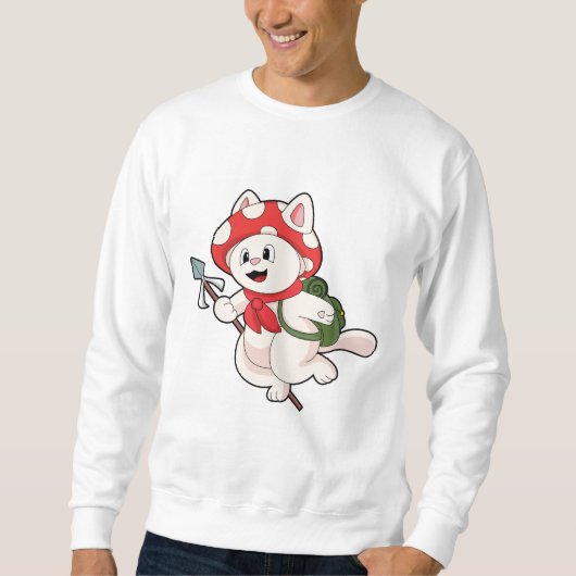 Sweatshirt Cat as Mushroom picker with Mushroom (Devant)