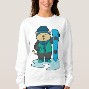 Sweatshirt Cat as Snowboarder