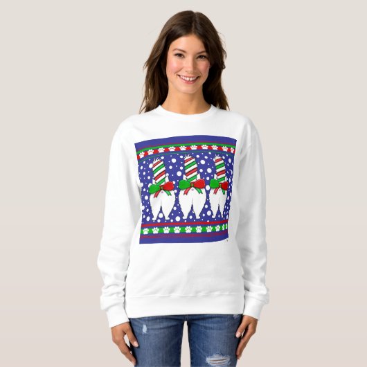 Sweatshirt Cat Butt Christmas Green (Devant entier)