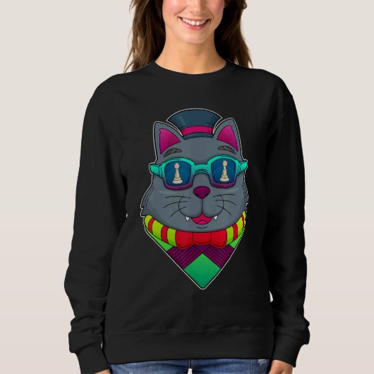 Sweatshirt Cat Chess pieces Chess Board game (Devant)