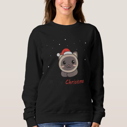 Sweatshirt Cat Christmas Christmas Animals Fairy Lights With  (Devant)