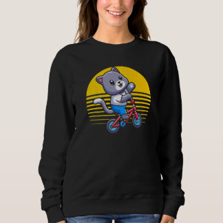 Sweatshirt Cat Cute BMX Bike Boys Girls Bicycle