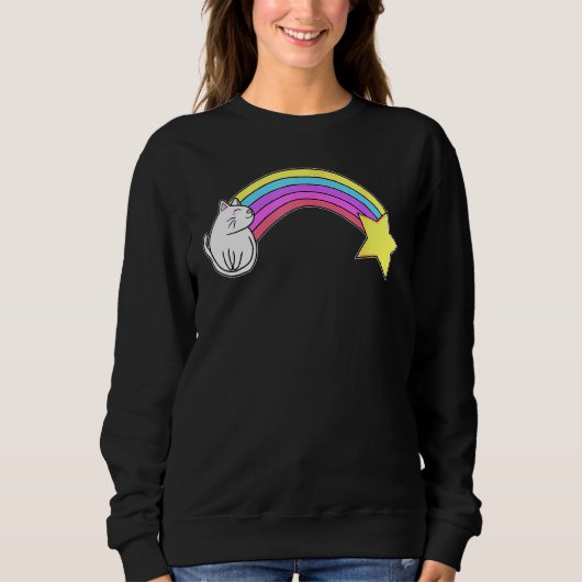 Sweatshirt Cat de maïs magique arc-en-ciel (Devant)