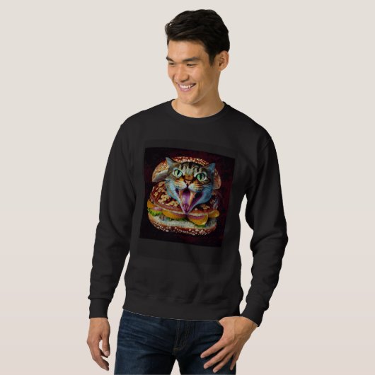 Sweatshirt Cat Dinosaur Hamburger (Devant entier)