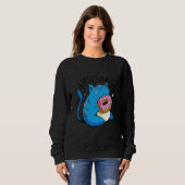 Sweatshirt Cat Donut Cool Retro Amusement bizarre Bizarre Art (Devant entier)