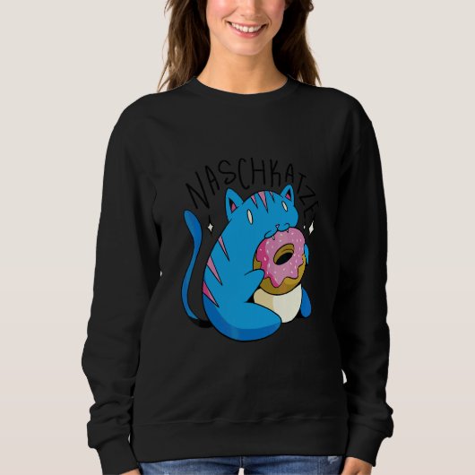 Sweatshirt Cat Donut Cool Retro Amusement bizarre Bizarre Art (Devant)