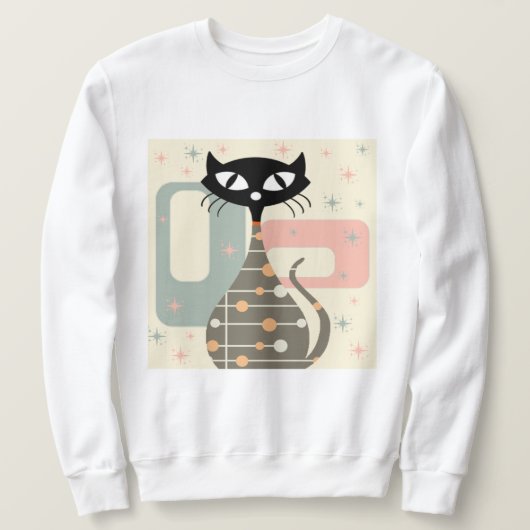 Sweatshirt Cat du milieu du siècle moderne (Design devant)
