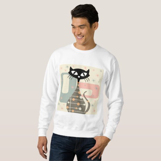 Sweatshirt Cat du milieu du siècle moderne (Devant entier)