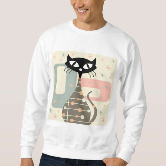 Sweatshirt Cat du milieu du siècle moderne (Devant)