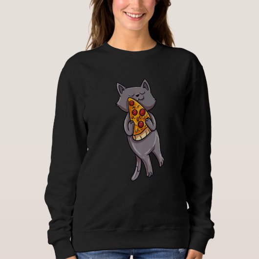 Sweatshirt Cat Eat Pizza (Devant)