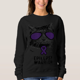 Sweatshirt Cat Epilepsy Awareness Purple Sunglasses Brain War