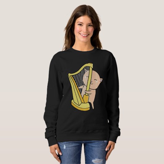 Sweatshirt Cat Feline Meow Harp Orchestra Concert Gig Rhythm (Devant entier)