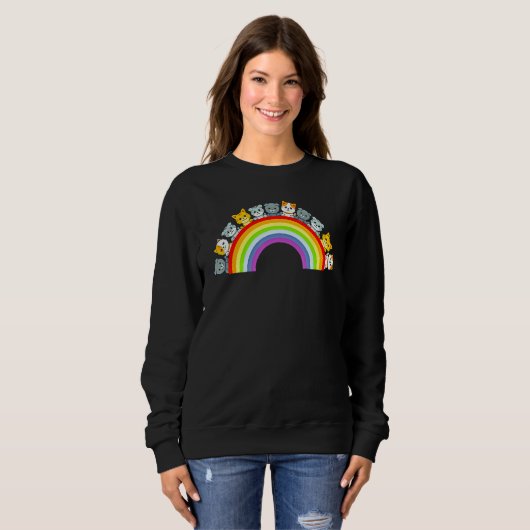 Sweatshirt Cat Group Rainbow Cat Lover Funny (Devant entier)