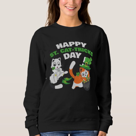 Sweatshirt Cat Happy St Catricks Day Ireland Party Irish Kitt (Devant)