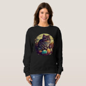Sweatshirt Cat Illustration Easter Graphic with Eggs for Cat (Devant entier)